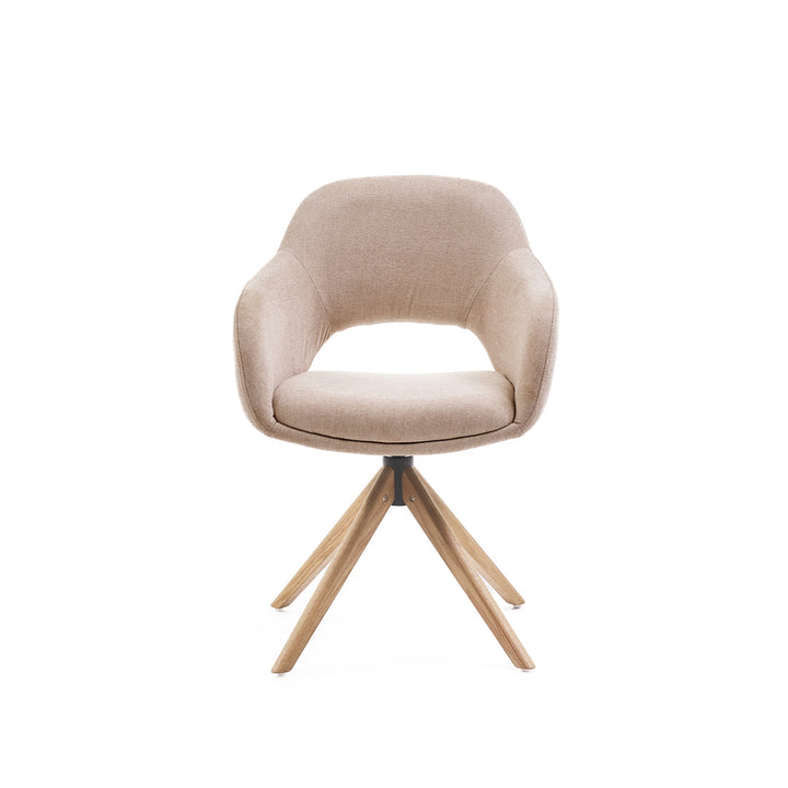 Eetkamerstoel Liam - San Remo Ecru - Hout Naturel Draaibaar onderstel - {{ product.type }} - Kas20