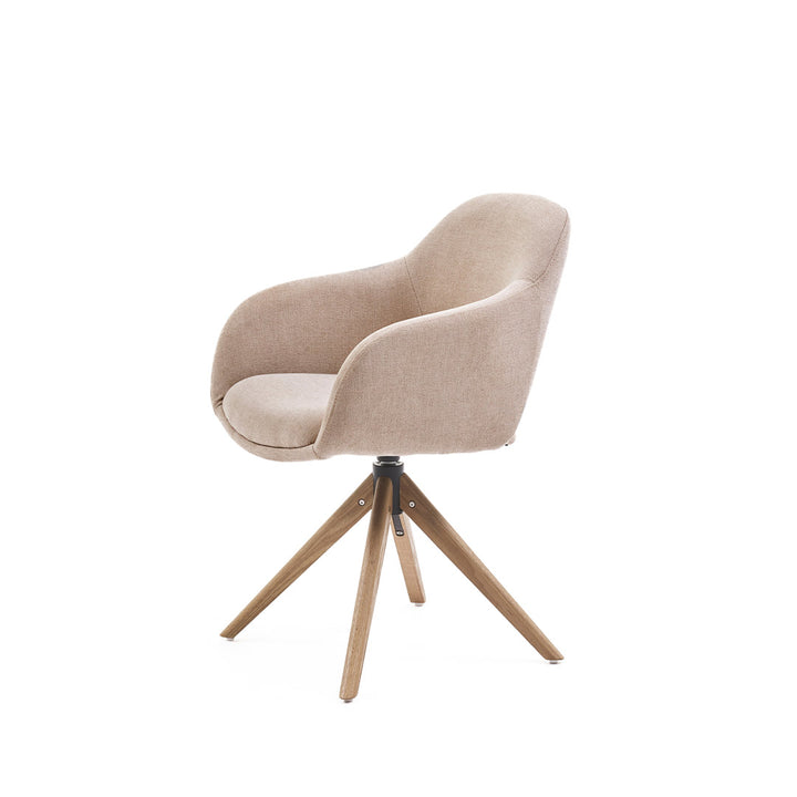 Eetkamerstoel Liam - San Remo Ecru - Hout Naturel Draaibaar onderstel - {{ product.type }} - Kas20