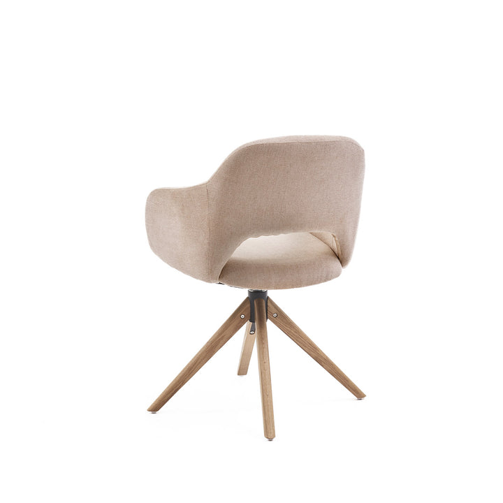 Eetkamerstoel Liam - San Remo Ecru - Hout Naturel Draaibaar onderstel - {{ product.type }} - Kas20