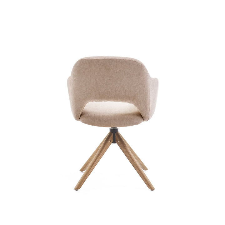 Eetkamerstoel Liam - San Remo Ecru - Hout Naturel Draaibaar onderstel - {{ product.type }} - Kas20