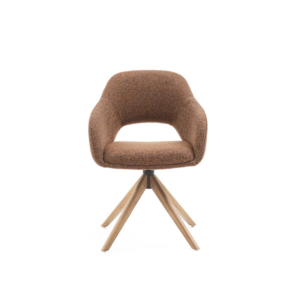 Eetkamerstoel Liam - Oasis Caramel - Hout Naturel Draaibaar onderstel - {{ product.type }} - Kas20