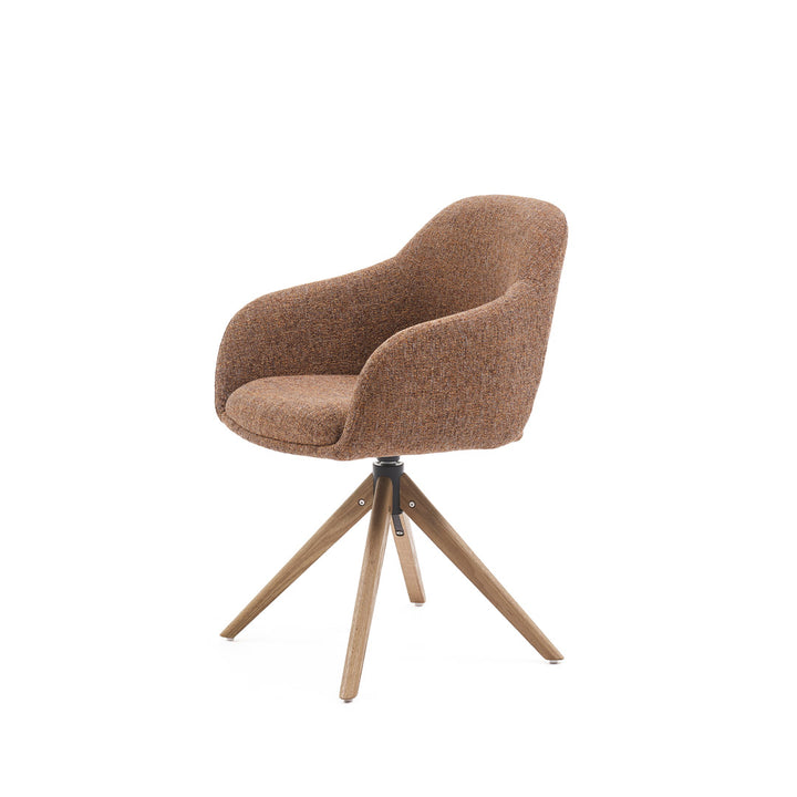 Eetkamerstoel Liam - Oasis Caramel - Hout Naturel Draaibaar onderstel - {{ product.type }} - Kas20