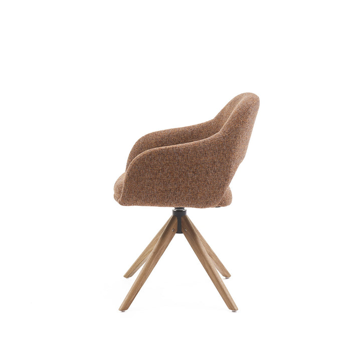 Eetkamerstoel Liam - Oasis Caramel - Hout Naturel Draaibaar onderstel - {{ product.type }} - Kas20