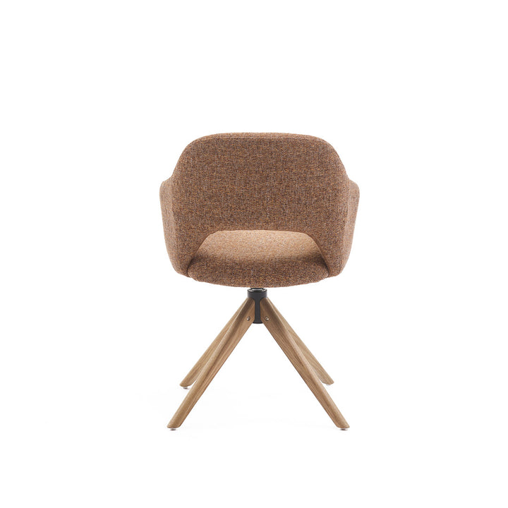 Eetkamerstoel Liam - Oasis Caramel - Hout Naturel Draaibaar onderstel - {{ product.type }} - Kas20