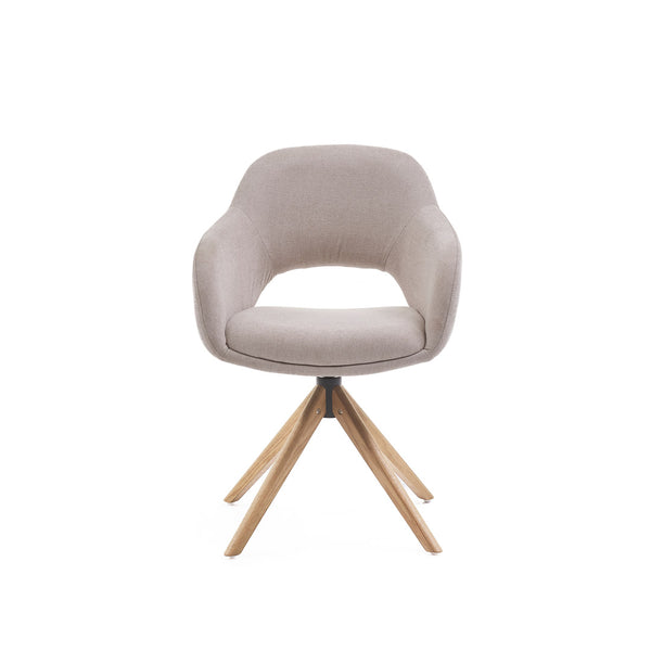Eetkamerstoel Liam - Guard Beige - Hout Naturel Draaibaar onderstel - {{ product.type }} - Kas20