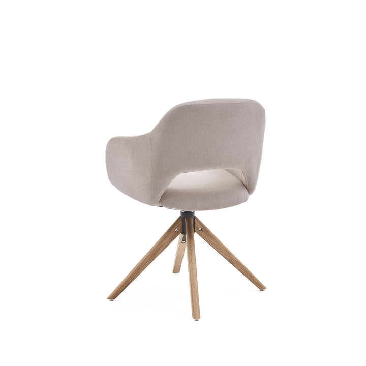 Eetkamerstoel Liam - Guard Beige - Hout Naturel Draaibaar onderstel - {{ product.type }} - Kas20