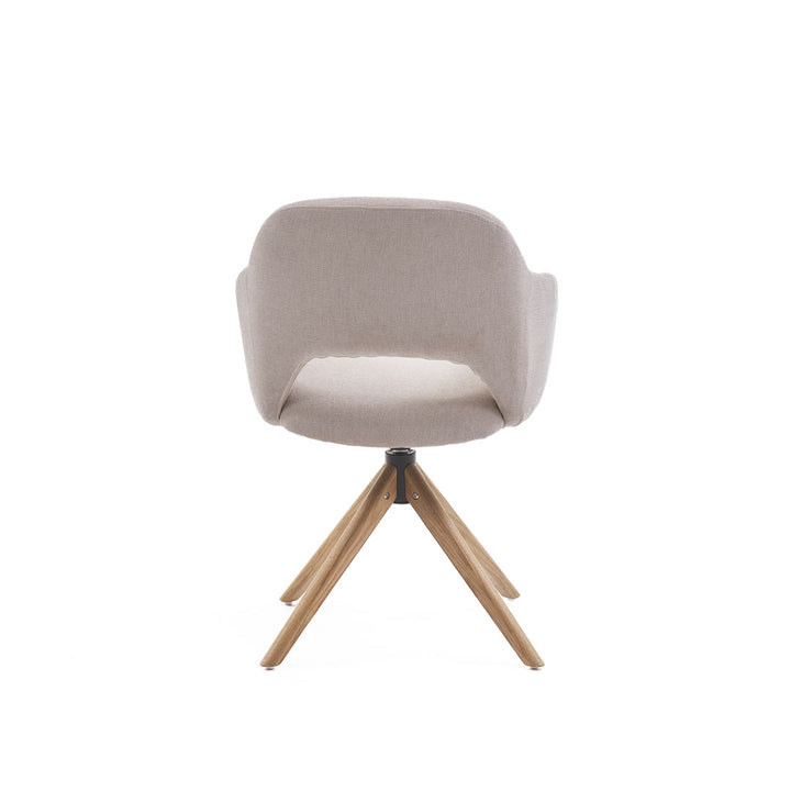 Eetkamerstoel Liam - Guard Beige - Hout Naturel Draaibaar onderstel - {{ product.type }} - Kas20