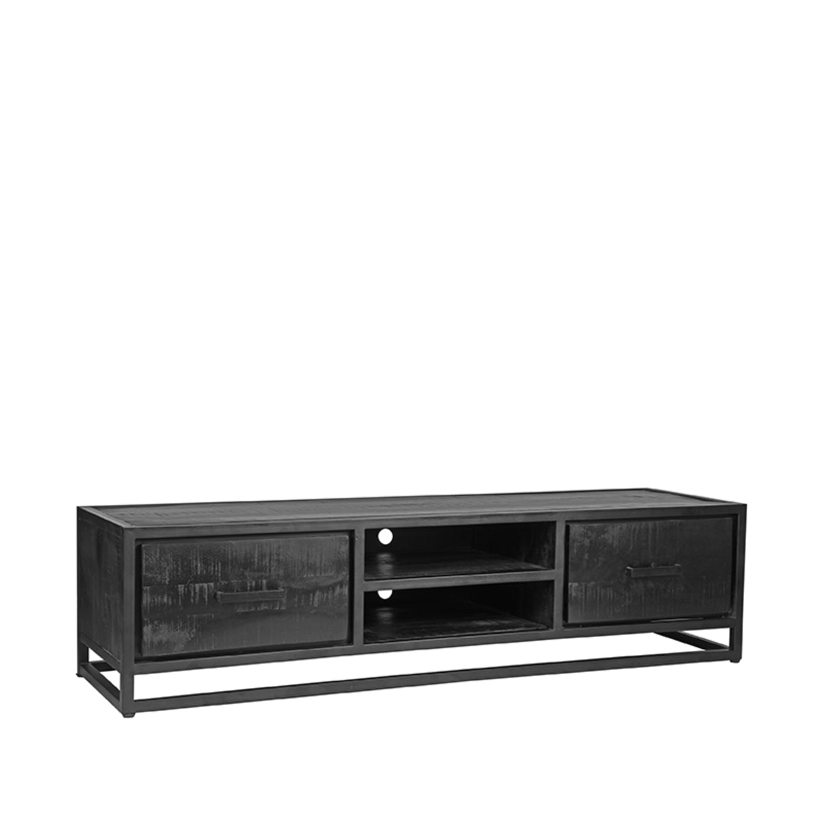 Tv-meubel - Zwart - Mangohout - Tv-Meubel 160 cm