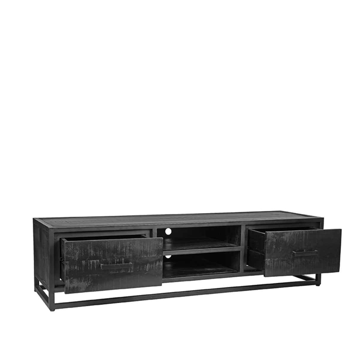 Tv-meubel - Zwart - Mangohout - Tv-Meubel 160 cm