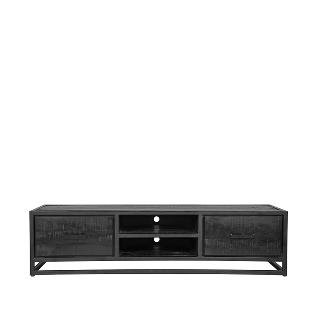 Tv-meubel - Zwart - Mangohout - Tv-Meubel 160 cm