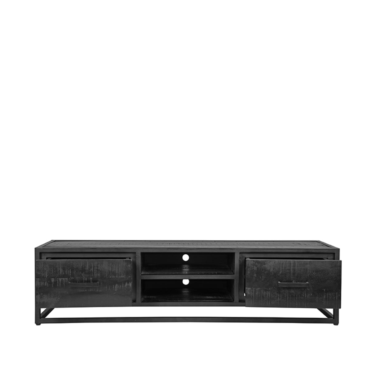 Tv-meubel - Zwart - Mangohout - Tv-Meubel 160 cm