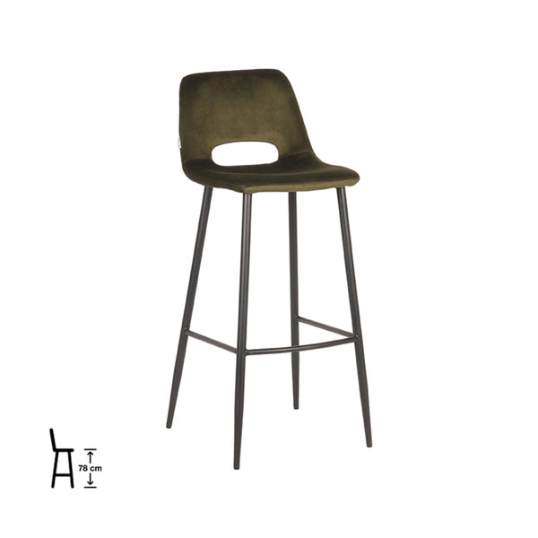 Barkruk Jude - Army green - Fluweel (set van 2) - {{ product.type }} - Kas20