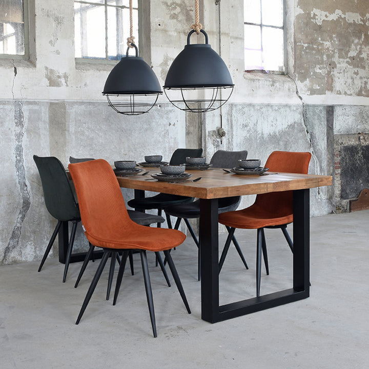Eetkamerstoel Eclat - Donkergrijs - Ribcord - Black Frame (set van 2) - {{ product.type }} - Kas20
