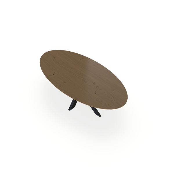 Eettafel Eiken Fineer Noesten Chocolate - Ovaal - Matrix Dun Onderstel Mat Zwart - {{ product.type }} - Kas20