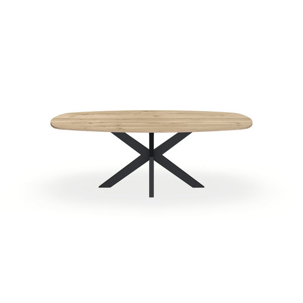 Eettafel Eiken Naturel - Ovaal Deens - Matrix Dun Onderstel Mat Zwart - {{ product.type }} - Kas20