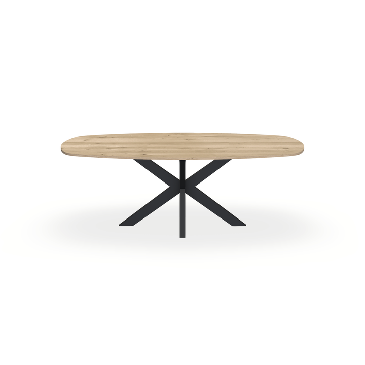 Eettafel Eiken Naturel - Ovaal Deens - Matrix Dun Onderstel Mat Zwart - {{ product.type }} - Kas20