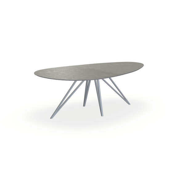 Eettafel Beton Concrete Grey - Kiezel A - Spin Onderstel Mat Zilver - {{ product.type }} - Kas20
