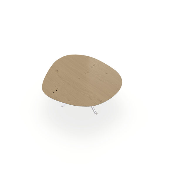 Eettafel Eiken Fineer Noesten Naturel - Wolk Rond - Stella Onderstel Mat Wit - {{ product.type }} - Kas20
