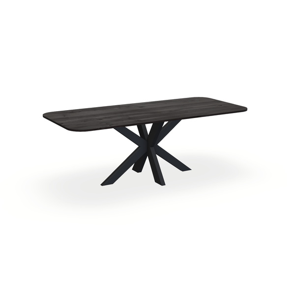 Eettafel Eiken Black Smoke In - Recht Radius - Matrix Dun Onderstel Mat Zwart - {{ product.type }} - Kas20