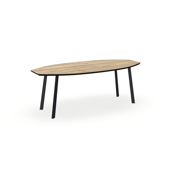 Eettafel Eiken Naturel - Ovaal Half - I Poot Onderstel Mat Zwart - {{ product.type }} - Kas20