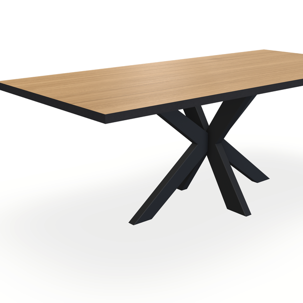Eettafel Eiken Fineer Maurra - Recht - Matrix Dun Onderstel Mat Zwart - {{ product.type }} - Kas20