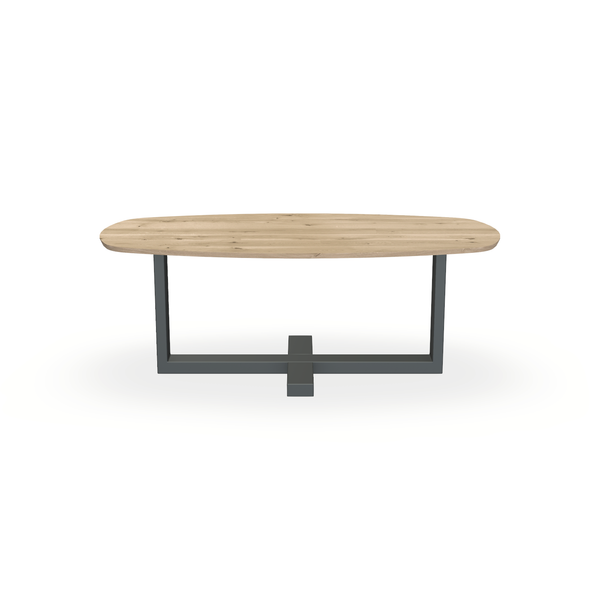 Eettafel Eiken Naturel - Ovaal Deens - Halve Plus Onderstel Mat Antraciet - {{ product.type }} - Kas20