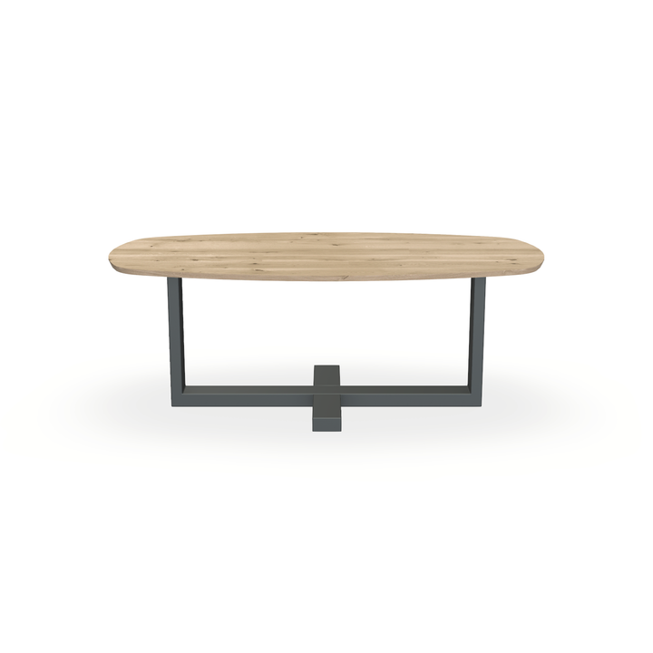Eettafel Eiken Naturel - Ovaal Deens - Halve Plus Onderstel Mat Antraciet - {{ product.type }} - Kas20
