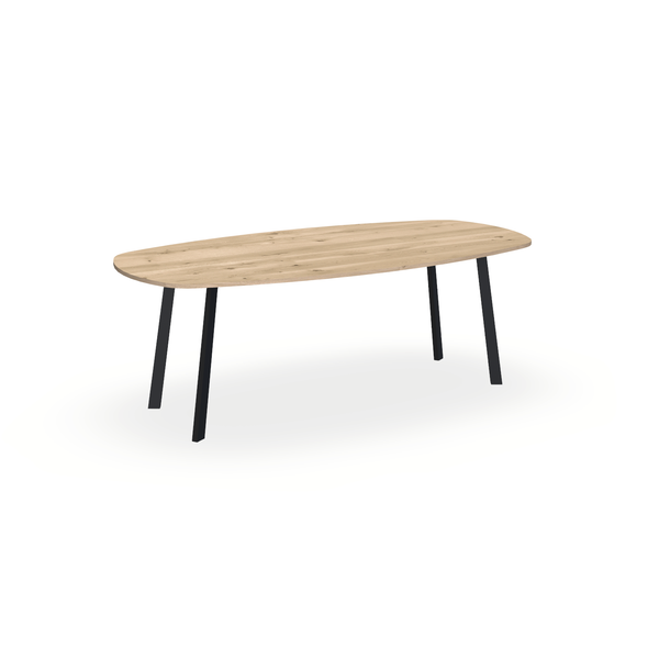 Eettafel Eiken Liqurien - Ovaal Deens - I Poot Onderstel Mat Zwart - {{ product.type }} - Kas20