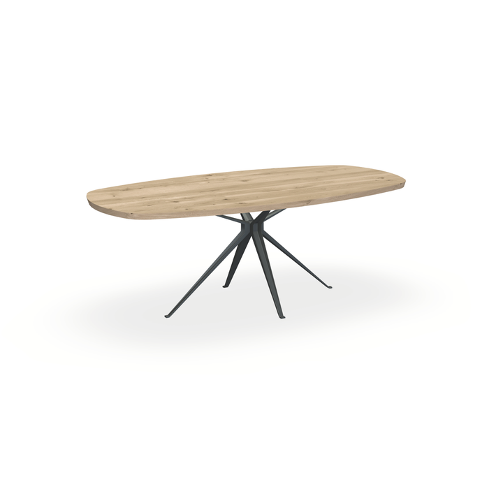 Eettafel Eiken Naturel - Ovaal Deens - Anna Onderstel Mat Antraciet - {{ product.type }} - Kas20