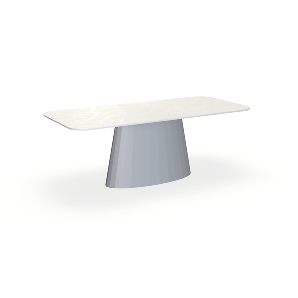 Eettafel Beton Creamy White - Recht Radius - Sjors Onderstel Mat Zilver - {{ product.type }} - Kas20