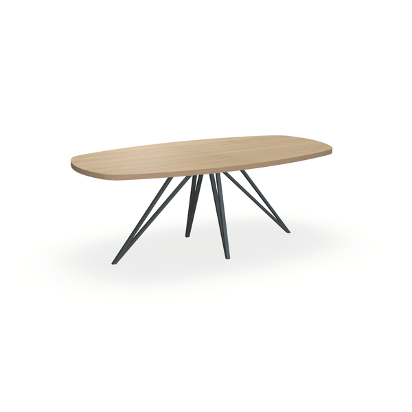 Eettafel Eiken Fineer Naturel - Ovaal Deens - Spin Onderstel Mat Antraciet - {{ product.type }} - Kas20