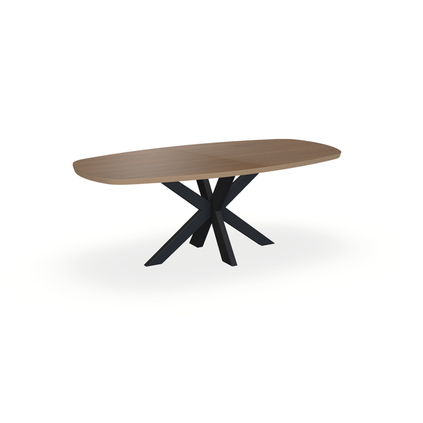 Eettafel Eiken Fineer Toscane 2 - Ovaal Deens - Matrix Dun Onderstel Mat Zwart - {{ product.type }} - Kas20
