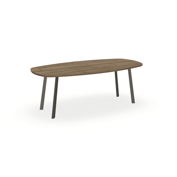 Eettafel Eiken Chocolate - Ovaal Deens - I Poot Onderstel Mat Donkerbruin - {{ product.type }} - Kas20