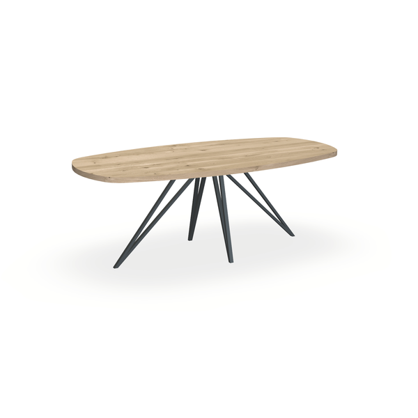 Eettafel Eiken Naturel - Ovaal Deens - Spin Onderstel Mat Antraciet - {{ product.type }} - Kas20
