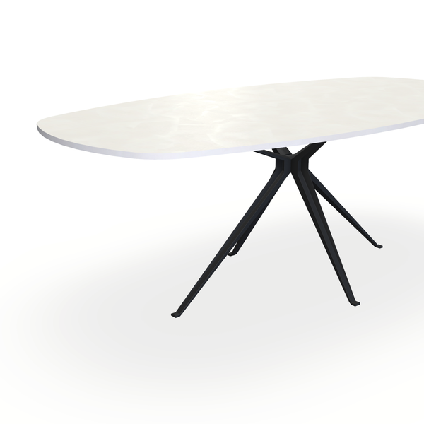 Eettafel Beton Creamy White - Ovaal Deens - Anna Onderstel Mat Zwart - {{ product.type }} - Kas20