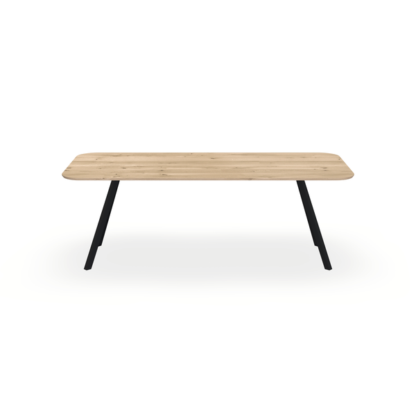 Eettafel Eiken Liqurien - Recht Radius - I Schuin Onderstel Mat Zwart - {{ product.type }} - Kas20