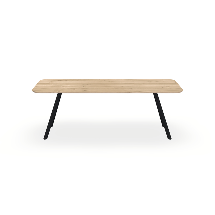 Eettafel Eiken Liqurien - Recht Radius - I Schuin Onderstel Mat Zwart - {{ product.type }} - Kas20