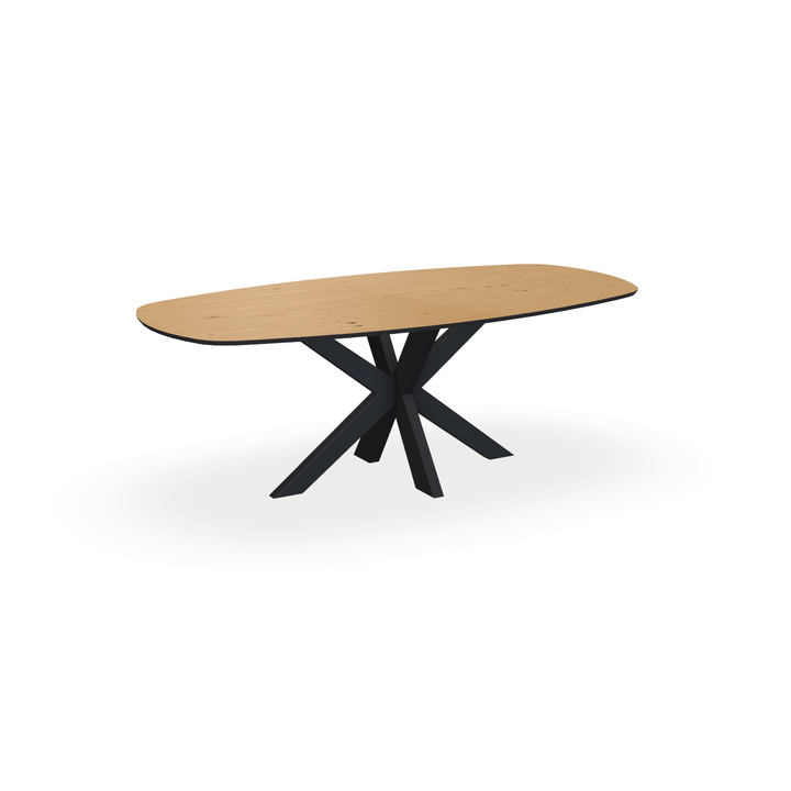 Eettafel Eiken Fineer Noesten Toscani - Ovaal Deens - Matrix Dun Onderstel Mat Zwart - {{ product.type }} - Kas20