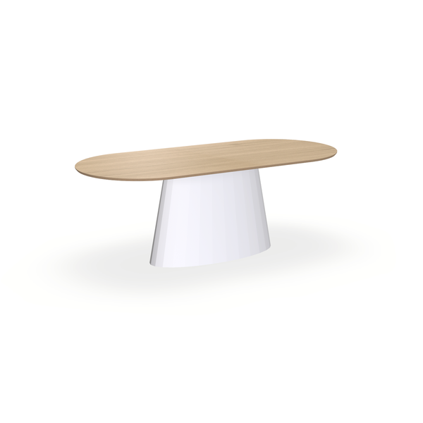 Eettafel Eiken Fineer Liqurien - Ovaal Plat - Sjors Onderstel Mat Wit - {{ product.type }} - Kas20