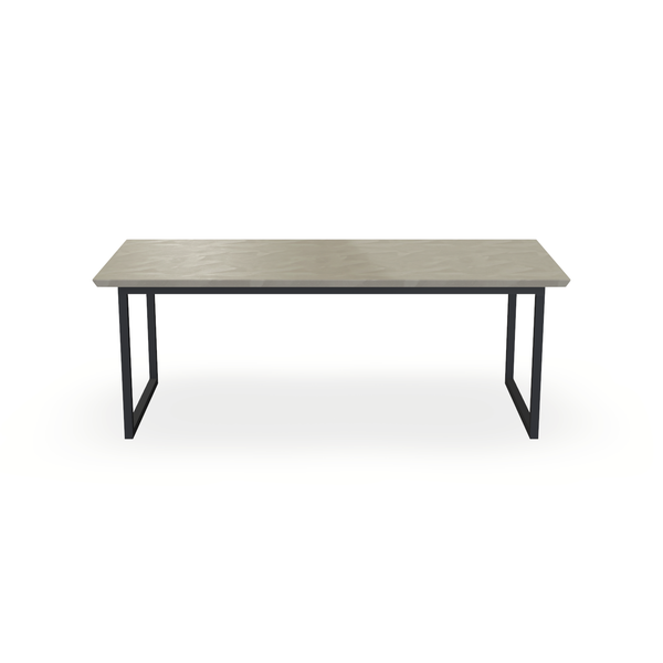 Eettafel Beton Leather Taupe - Recht - Kubus Onderstel Mat Zwart - {{ product.type }} - Kas20