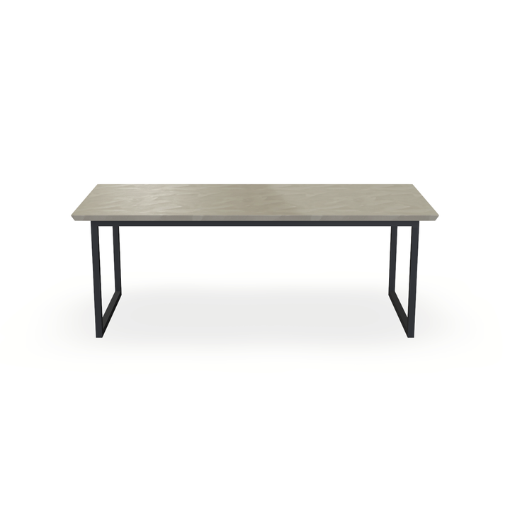 Eettafel Beton Leather Taupe - Recht - Kubus Onderstel Mat Zwart - {{ product.type }} - Kas20