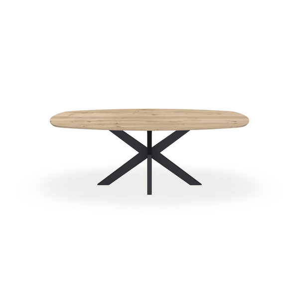Eettafel Eiken Naturel - Ovaal Deens - Matrix Dun Onderstel Mat Zwart - {{ product.type }} - Kas20