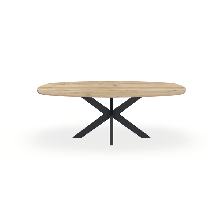 Eettafel Eiken Naturel - Ovaal Deens - Matrix Dun Onderstel Mat Zwart - {{ product.type }} - Kas20