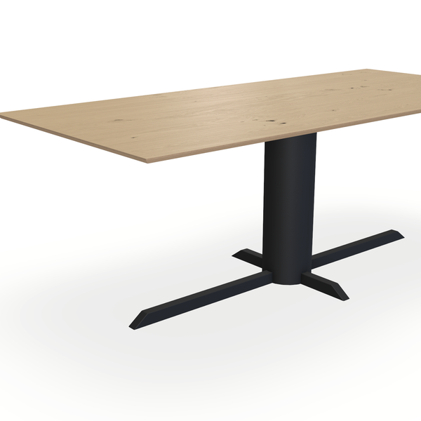 Eettafel Eiken Fineer Noesten Naturel - Recht - Ilona Onderstel Mat Zwart - {{ product.type }} - Kas20