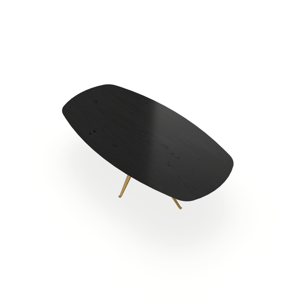 Eettafel Eiken Fineer Noesten Zwart - Ovaal Deens - Anna Onderstel Mat Goud - {{ product.type }} - Kas20