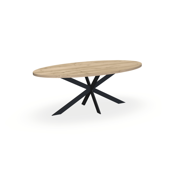 Eettafel Eiken Naturel - Ovaal - Matrix Ultra Onderstel Mat Zwart - {{ product.type }} - Kas20