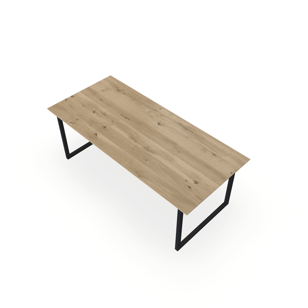 Eettafel Eiken Naturel - Recht - Kubus Onderstel Mat Zwart - {{ product.type }} - Kas20