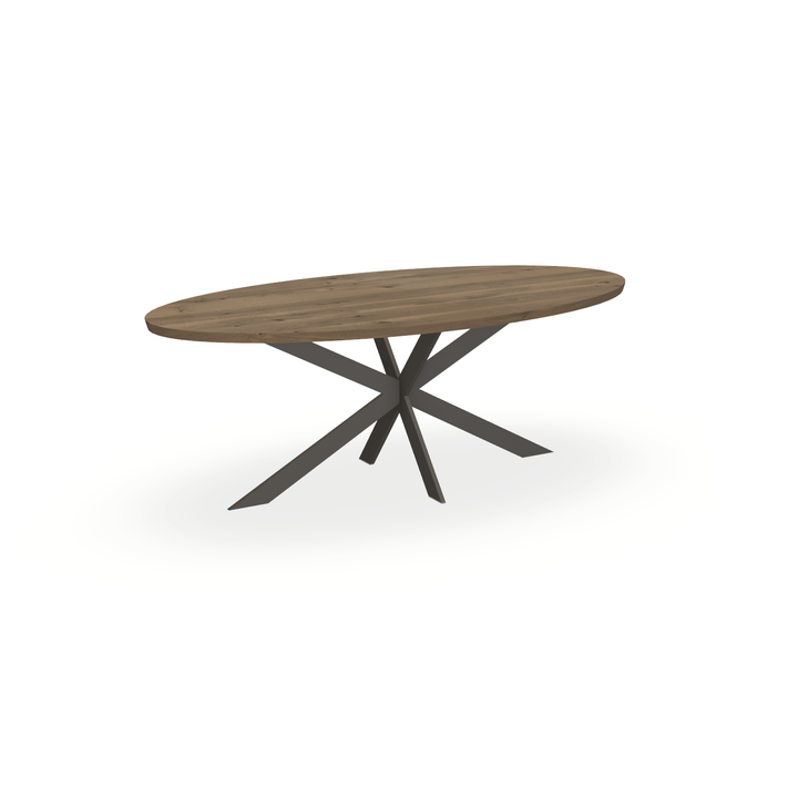 Eettafel Eiken Chocolate - Ovaal - Matrix Ultra Onderstel Mat Donkerbruin - {{ product.type }} - Kas20