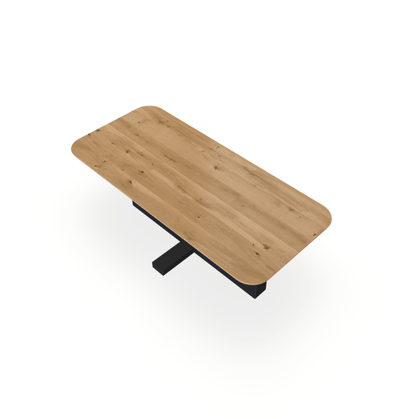 Eettafel Eiken Maurra - Recht Radius - Halve Plus Onderstel Mat Zwart - {{ product.type }} - Kas20