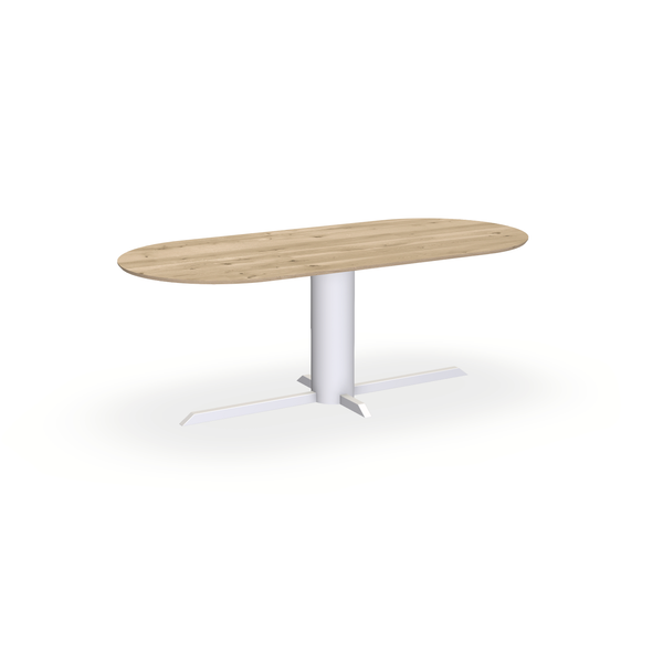 Eettafel Eiken Naturel - Ovaal Plat - Ilona Onderstel Mat Wit - {{ product.type }} - Kas20